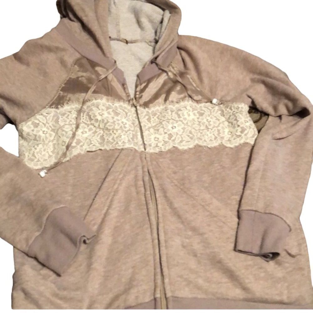 BCBG hoodie with lace accents size small